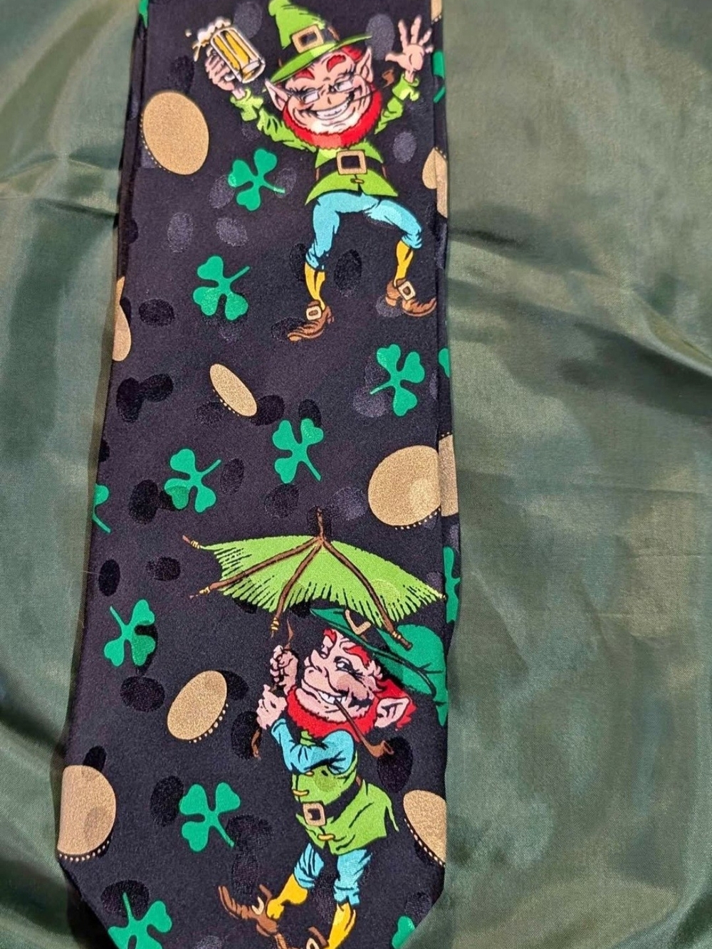 St. Patrick Day Silk Addiction Necktie Leprechaun Shamrock Men's